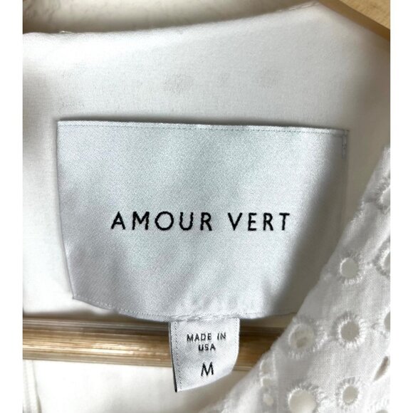 Amour Vert Anouk White Eyelet Dress boho modest size M - Picture 3 of 10